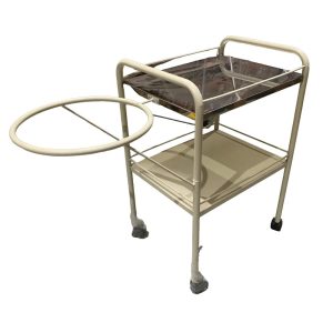 Mesa Carro Auxiliar de Curaciones con Porta Platón Color Almendra – Kramer