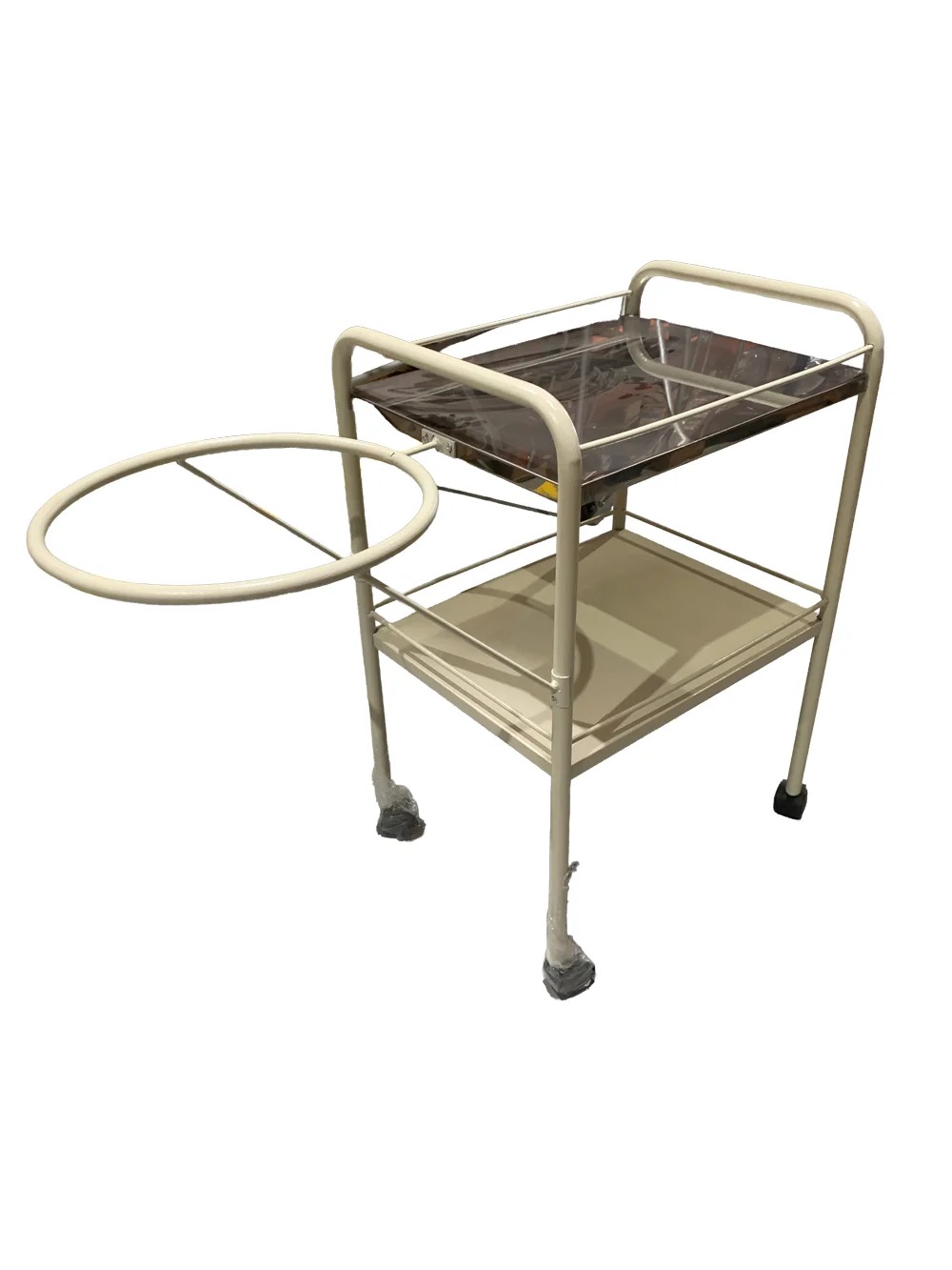 Mesa Carro Auxiliar de Curaciones con Porta Platón Color Almendra – Kramer
