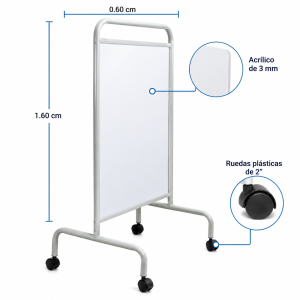 Biombo de Un Cuerpo con Panel de Acrílico y Ruedas